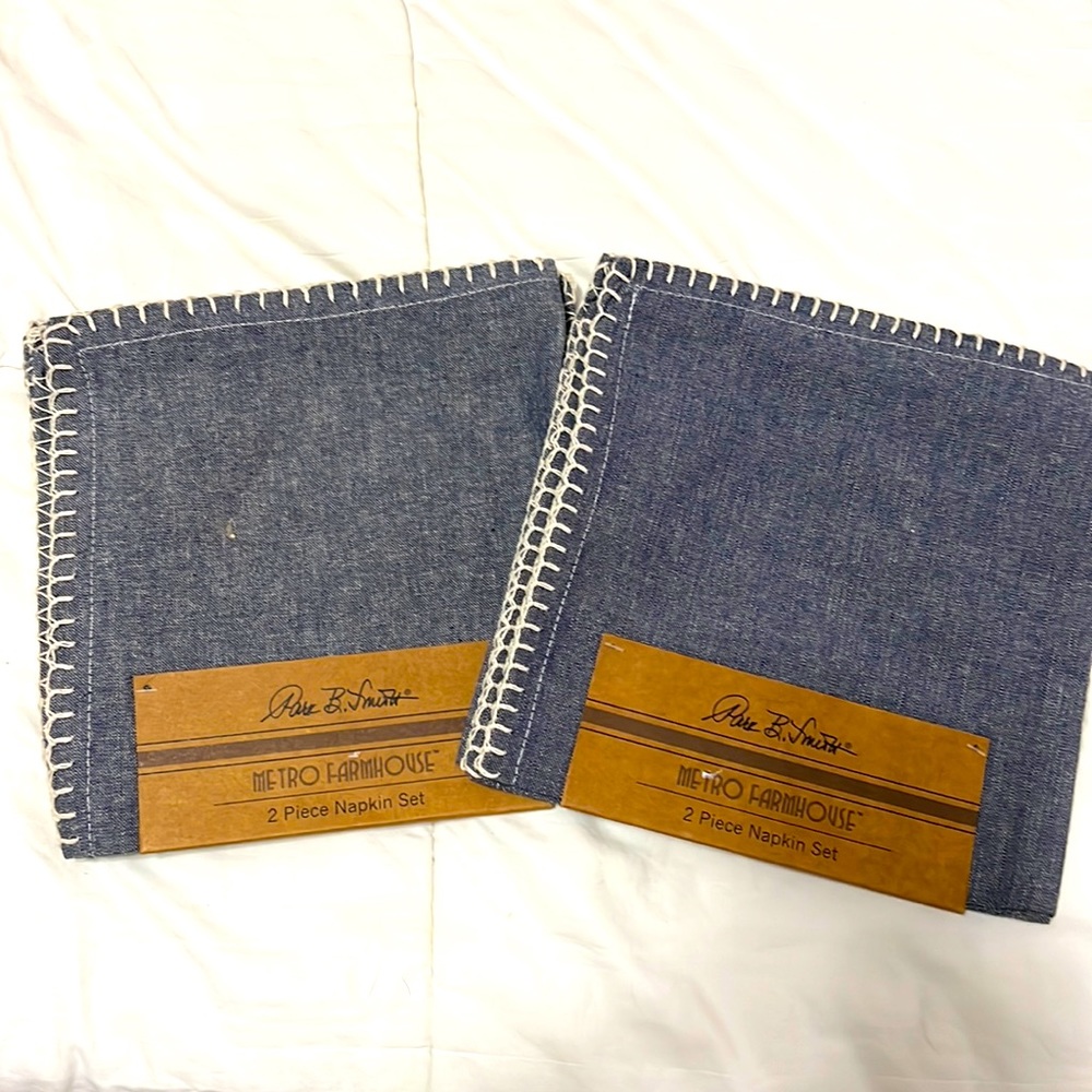 New! Napkins-washable! 2 piece blue denim set- total 4 napkins -Rustic Farmhouse